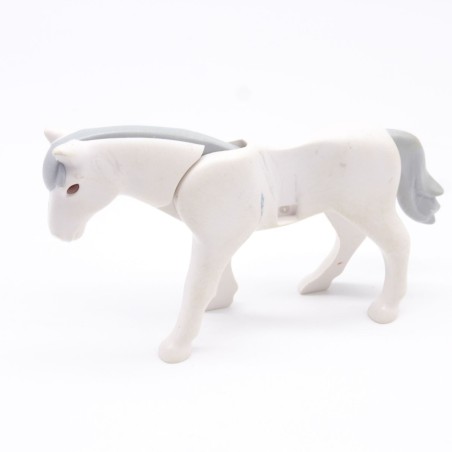 Playmobil White Horse 2nd Generation with Gray Mane a little dirty 