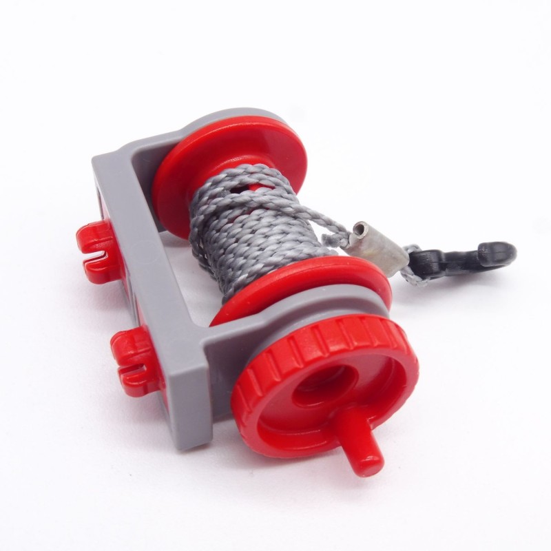 Playmobil 37860 Treuil Gris et Rouge System X pour Véhicules avec Corde et crochet