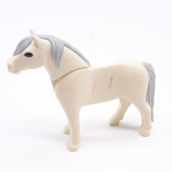 Playmobil 38034 Poney Blanc et Gris un peu sale