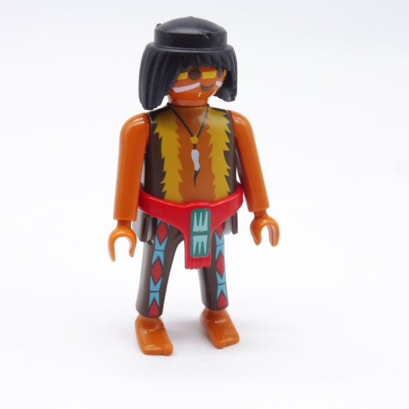 Playmobil 38499 Guerrier Indien Marron et Bleu Ceinture Rouge