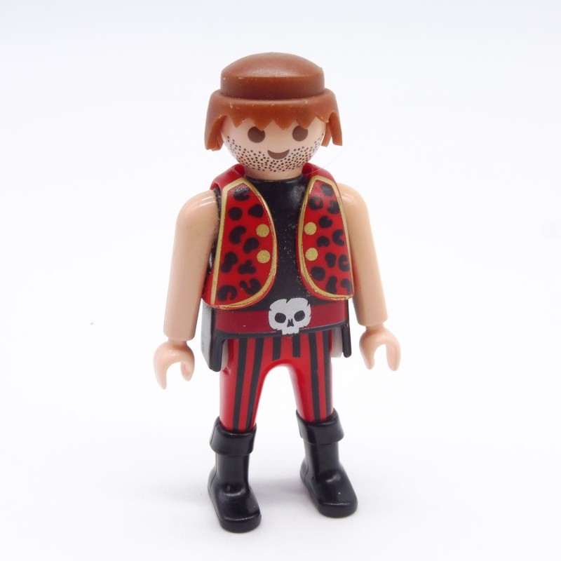 Playmobil 38513 Homme Pirate Rouge et Noir avec Gilet Léopard Rouge