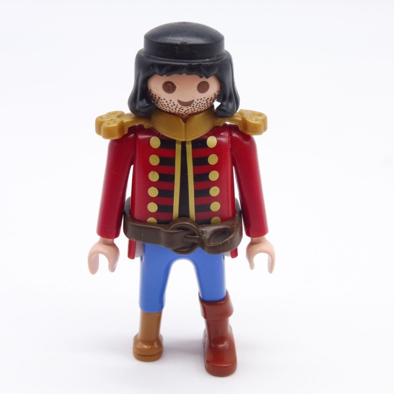 Playmobil 38514 Homme Pirate Rouge et Bleu Jambe de Bois épaulettes Dorées