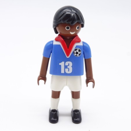 Playmobil 38534 Joueur de Football Africain Bleu et Blanc Sticker dans le dos