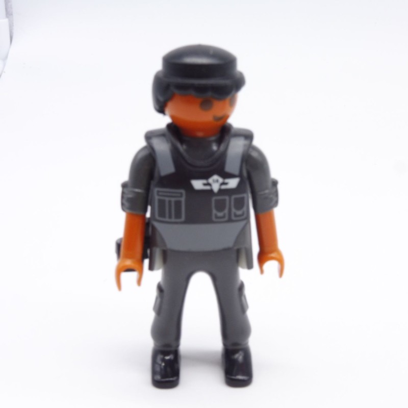 Playmobil 38559 Homme Policier Hispanique Gris Gilet Pareballe Holster