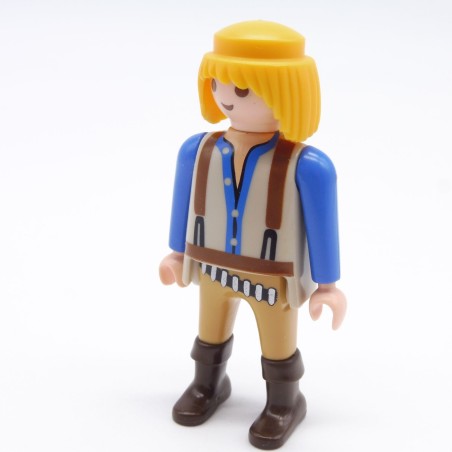 Playmobil 1194 Homme Cowboy Marron Gris Bleu Brettelles Cartouchière