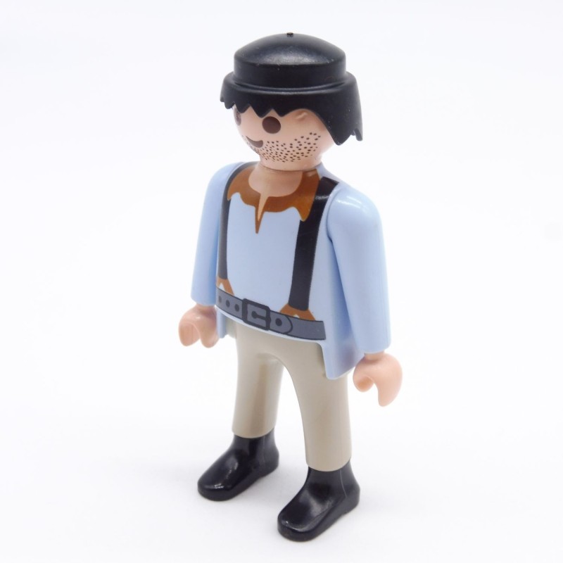 Playmobil 15297 Cowboy Bleu et Gris Bretelles Noires