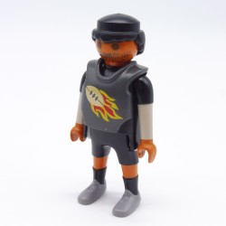 Playmobil 21762 Homme Hispanique Foot Americain Noir Gris Plastron Gris