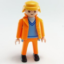 Playmobil 21588 Homme Orange et Bleu avec Col Blanc Gilet Orange