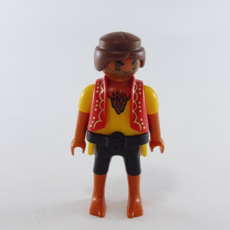 Playmobil 26229 Homme Pirate Hispanique Noir et Jaune Gilet Rouge Pieds Nus