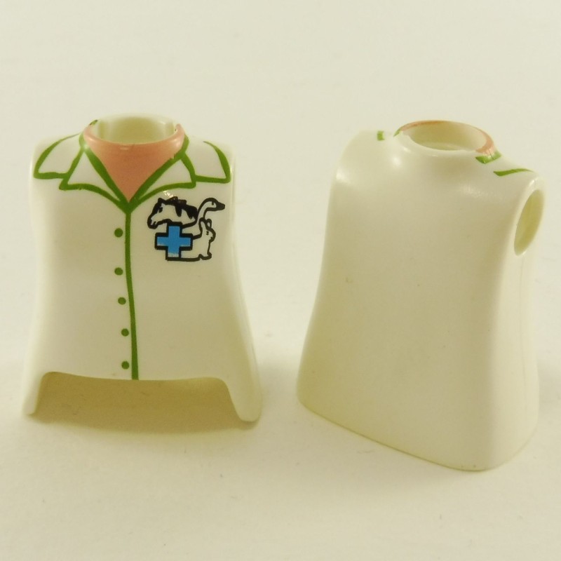 Playmobil 23760 Playmobil Lot de 2 Bustes de Femme Blancs et Vert Logo Vétérinaire