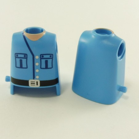 Playmobil 22993 Playmobil Lot de 2 Bustes Police Bleu Clair avec Chemise et Picot pour Holster