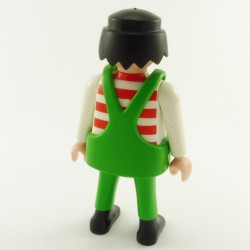 Playmobil Man White Red & Green with Green Dungarees